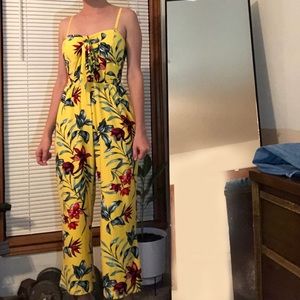 yellow floral jumpsuit